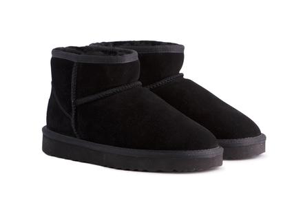 Aus Wooli Ugg Short Sheepskin Ankle Boot | Black/Bondi