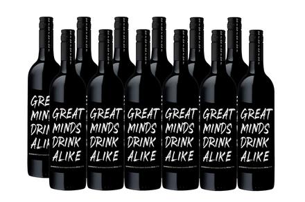 12 Bottles of 'Great Minds Drink Alike' Shiraz