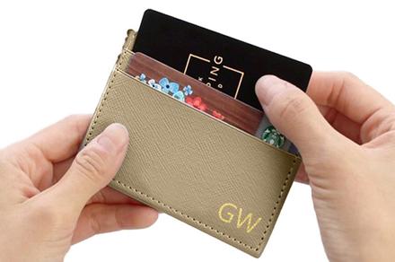Monogrammed Saffiano Leather Cardholder or Chic Pouch