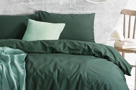 Amsons Plain Dyed Sage Quilt Cover Set