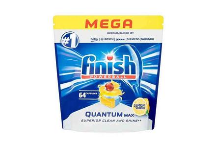 Finish Powerball Quantum Max Lemon Sparkle Dishwasher Tablets | 64 or 256PK