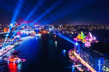 Glass Boat Vivid Cruise with Standing Buffet and Welcome Drink