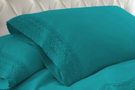 1500TC Elegant Crochet-Lace Ultrasoft Sheet Set for Queen Bed - Six Colours Available