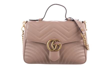Gucci GG Marmont Leather Small Top Handle Bag | Dusty Pink