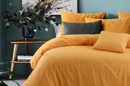 Amsons 100% Cotton Textured Print Raw Amber Quilt Cover Set