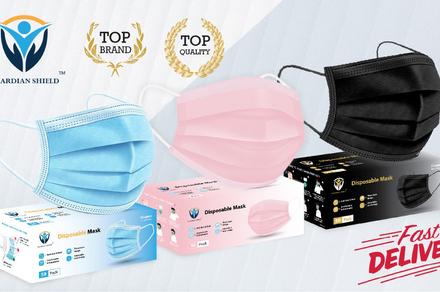 Three-Layer Disposable Face Masks In Black, Blue & Pink