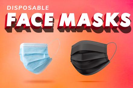 Three-Layer Disposable Face Masks in 50 or 100 Packs