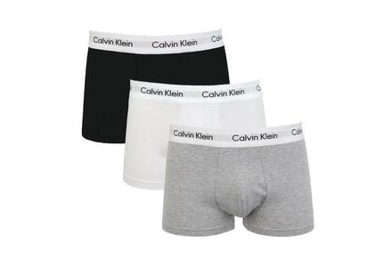 Three Pairs of Calvin Klein Men's Low Rise Trunks | Black/White/Grey
