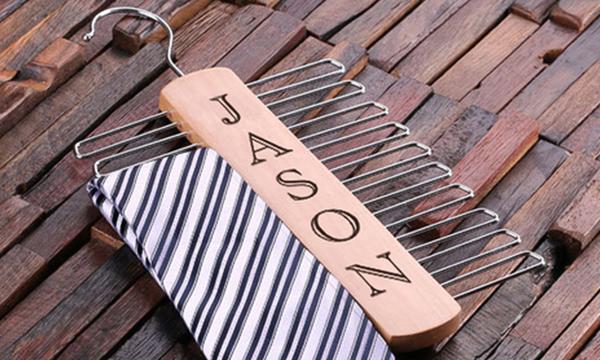 Personalised Wooden Tie Hanger - Great Gift for Dad!