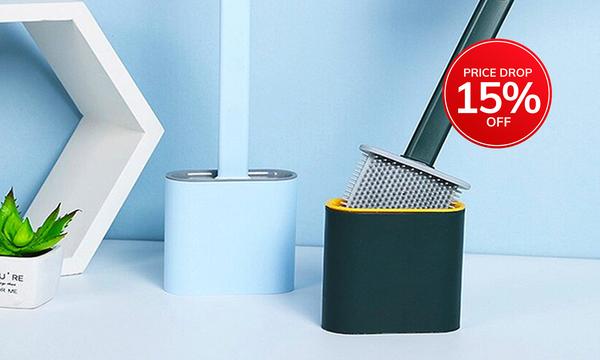 BOXING DAY SALE ! Flexible Silicone Toilet Brush With Holder - Four Colours Available