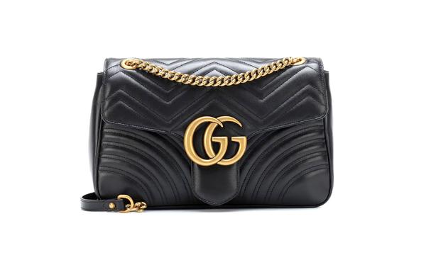Gucci GG Marmont Matelassé Medium Leather Shoulder Bag | Black