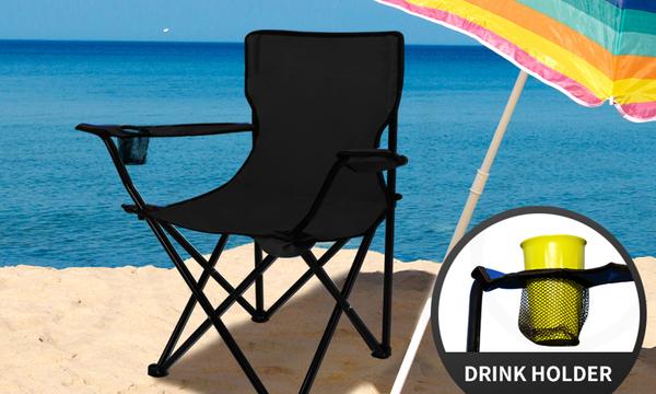 Levede Black Portable Folding Chair w/ Arm Rest