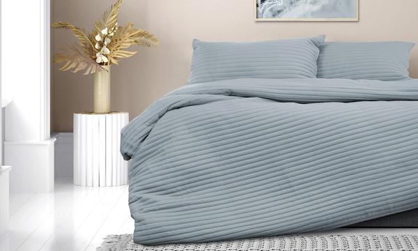 Ardor Boudoir London Denim Microfibre Quilt Cover Set in King Size