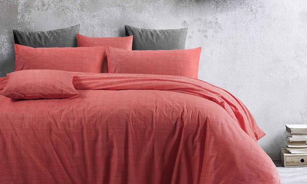 Amsons 100% Cotton Textured Print Living Coral Quilt Cover Set