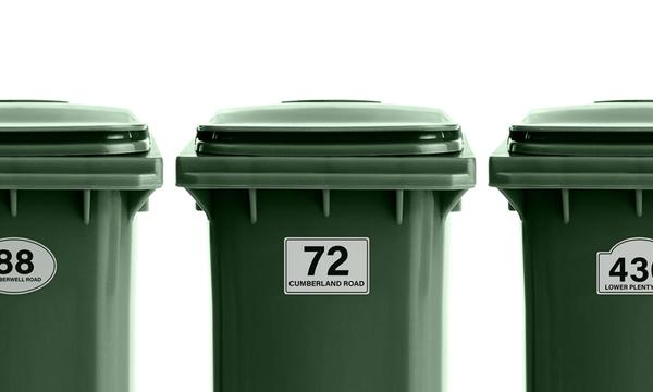 Six-Pack of Personalised Wheelie Bin Stickers