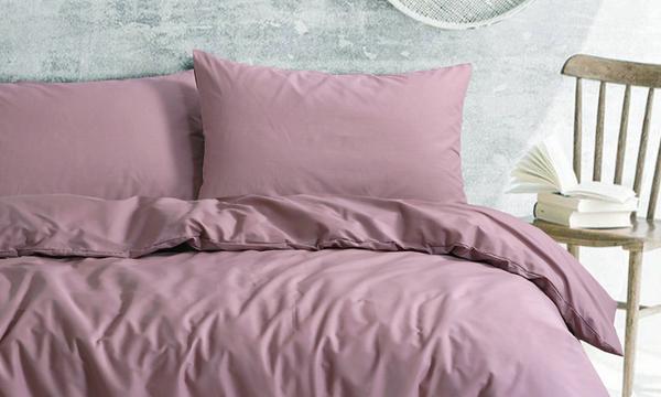 Amsons Plain Dyed Dusky Pink Quilt Cover Set