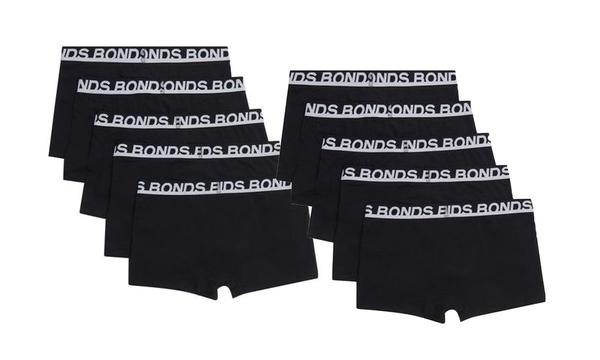 Ten pack of Bonds Men's Everyday Trunks Underwear in Black