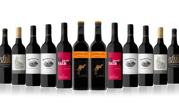 Dozen Mixed Aussie Reds Including Yellow Tail Merlot