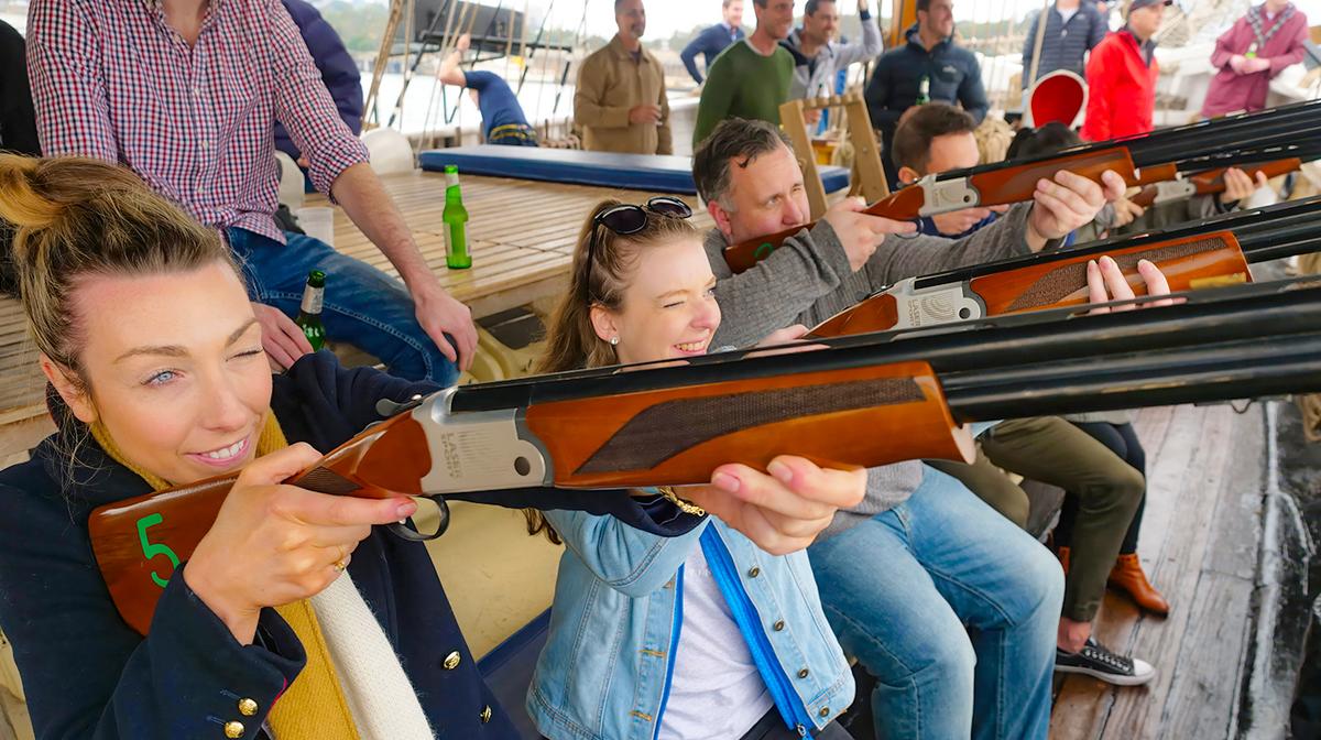 Sydney: Sydney Harbour Tall Ship Cruise with Laser Clay Shooting, Mast Climb & Optional Drinks Package Upgrade 