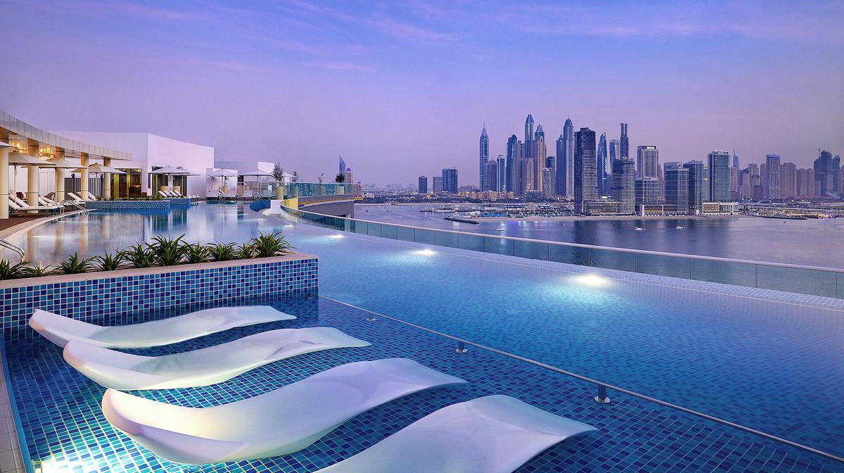 Grand Opening Dubai Palm Jumeirah Glamour with Rooftop Infinity Pool, Daily Dining, Cocktails & Club Access