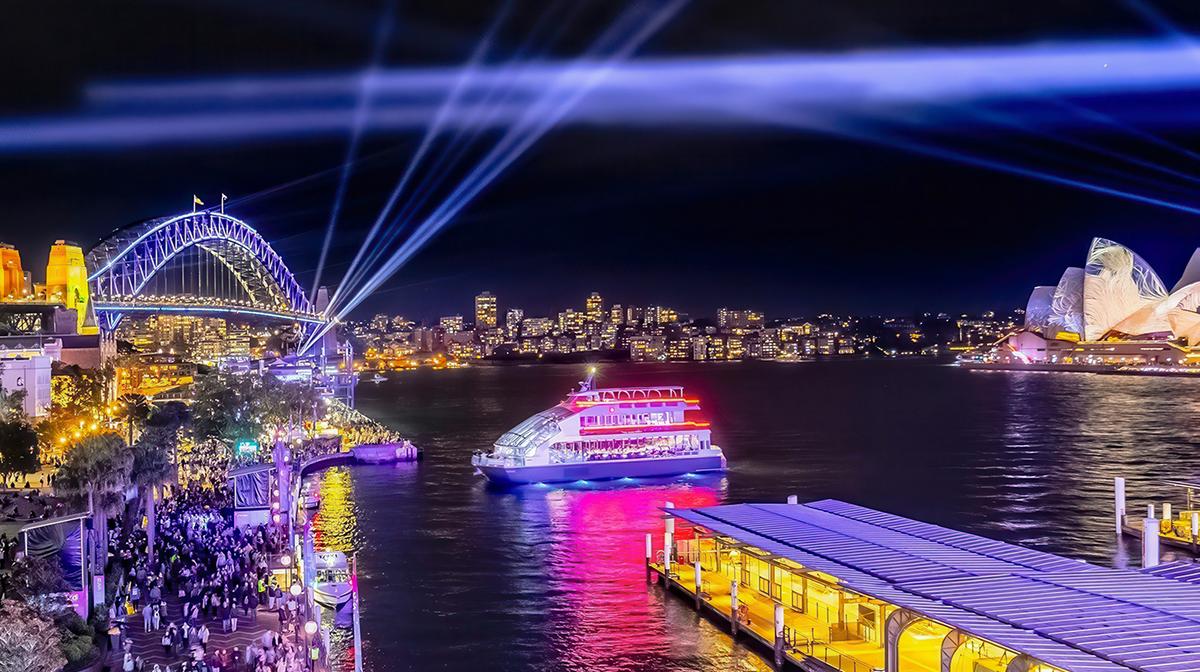 Three-Hour Vivid Lights Glass Boat Dinner Cruise with Four-Course Menu