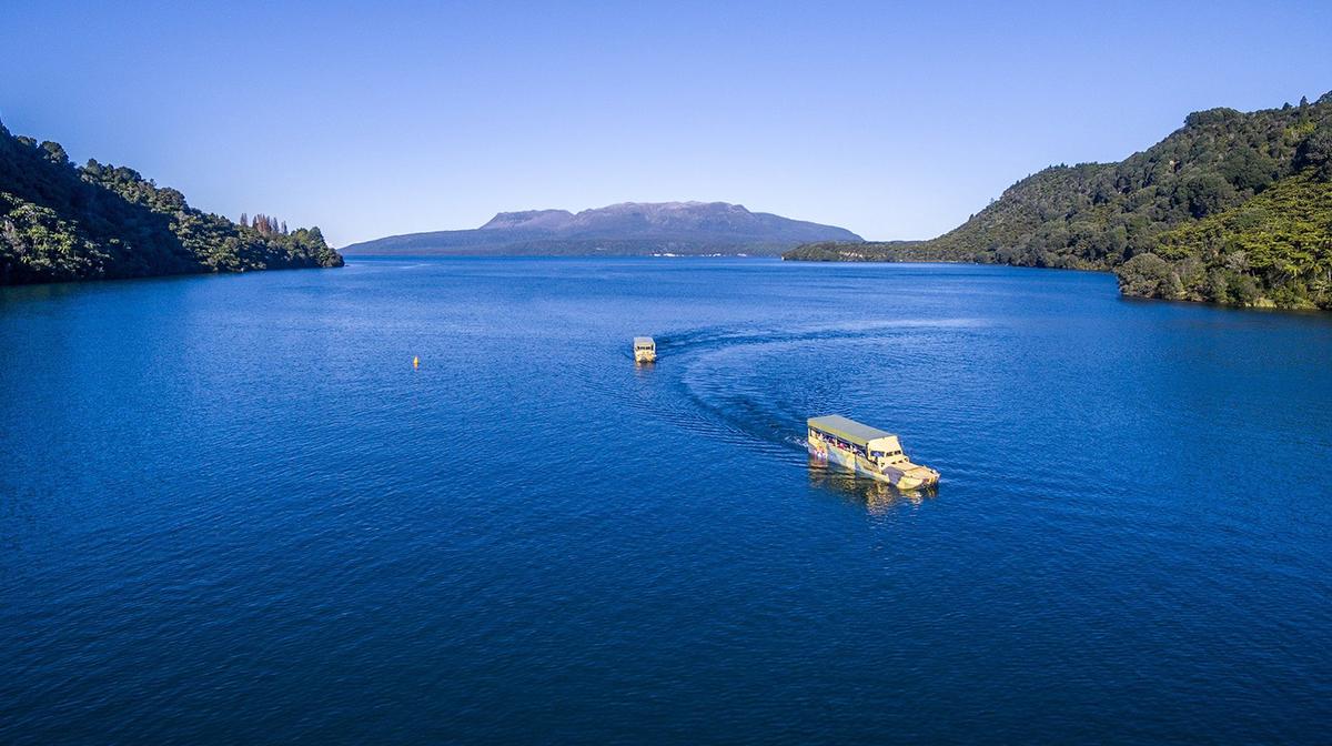 Rotorua: Two-Hour Mount Tarawera & Lakes Eco Tour on a WW2 Landing Craft 