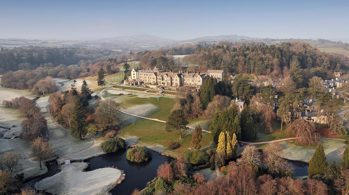 Lavish Five-Star English Castle Escape Overlooking Dartmoor National Park