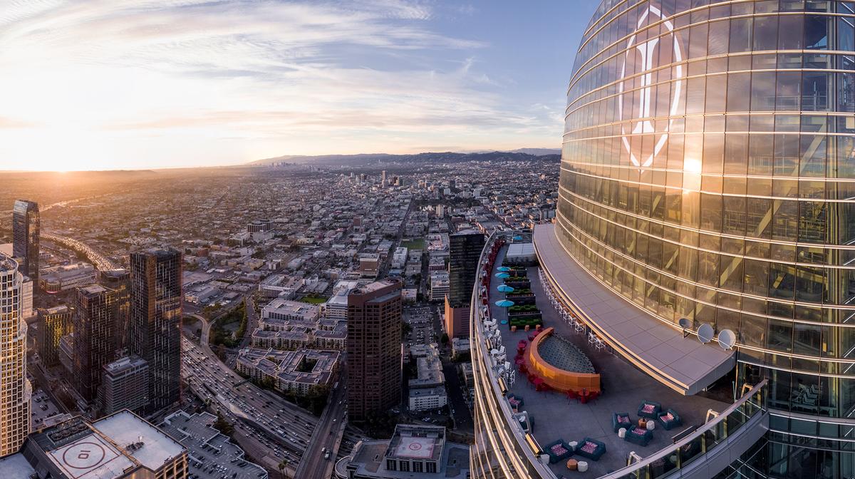 Elevated Downtown Los Angeles Luxury in the Iconic Wilshire Grand with Sky Lobby & Rooftop Bar