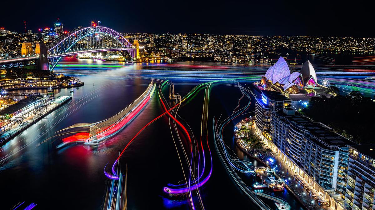 Glow in the Dark on a 90-Minute Vivid Sydney Glow Boat Cruise with Free-Flow Drinks