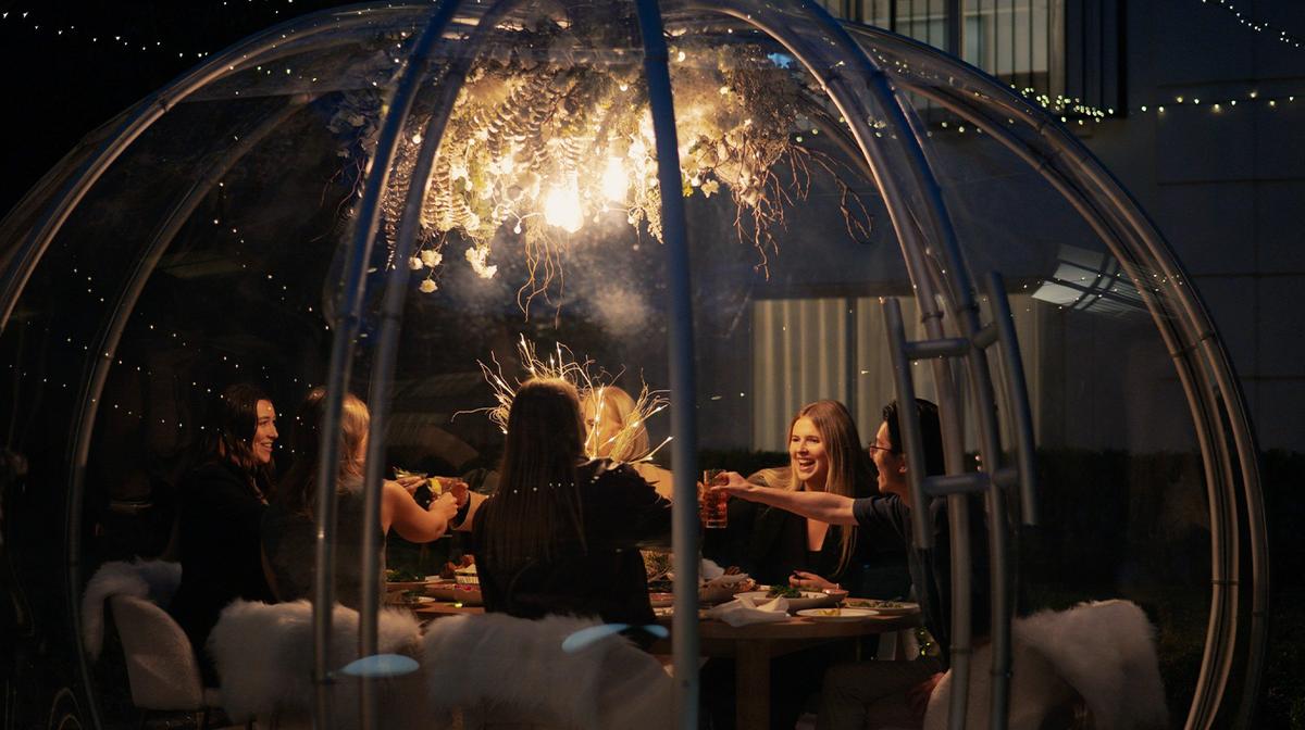 Exclusive Winter Chalet Six-Course Dining Dome Experience for Two with Welcome Cocktail Flight