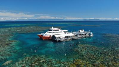 Moore Reef Pontoon Full-Day Tour with Underwater Observatory, Waterslide, Snorkelling & Optional Diving Upgrades