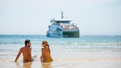 Full-Day Catamaran Tour to Moreton Bay Marine Park with Snorkelling, Buffet Lunch & Transfers from Brisbane CBD
