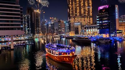 Dubai: Two-Hour Dubai Marina Dhow Dinner Cruise with an International Buffet & Hotel Transfers