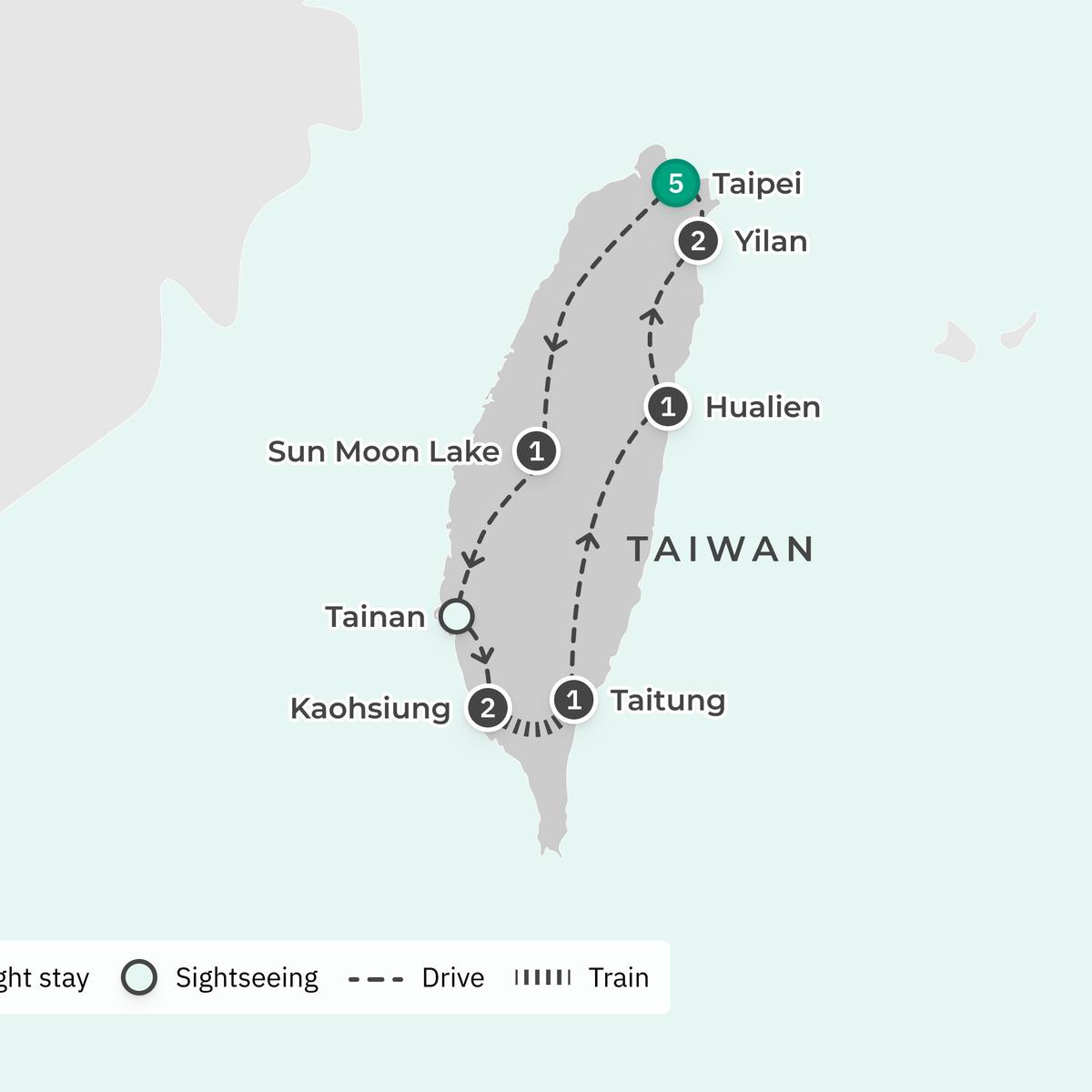 Premium-13-tägige Rundreise „Das Beste von Taiwan“ 2027 mit Taipeh, dem Breezy Blue Train und Yilan von  2