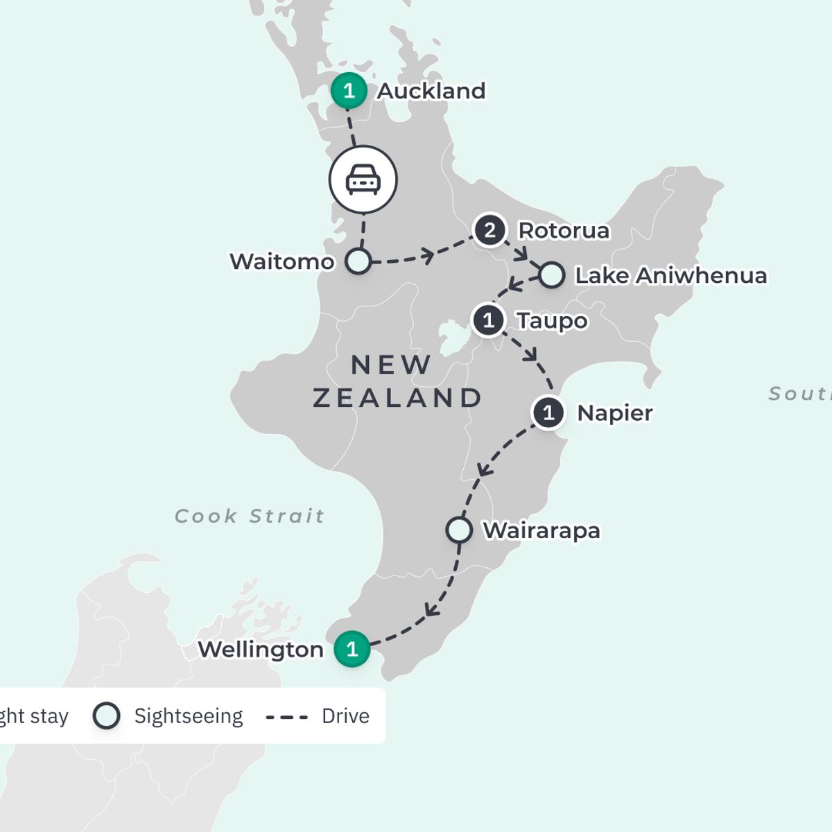 New Zealand 7-Day North Island Highlights with Waitomo Glowworm Caves & Hawke's Bay Wine Tasting by  3