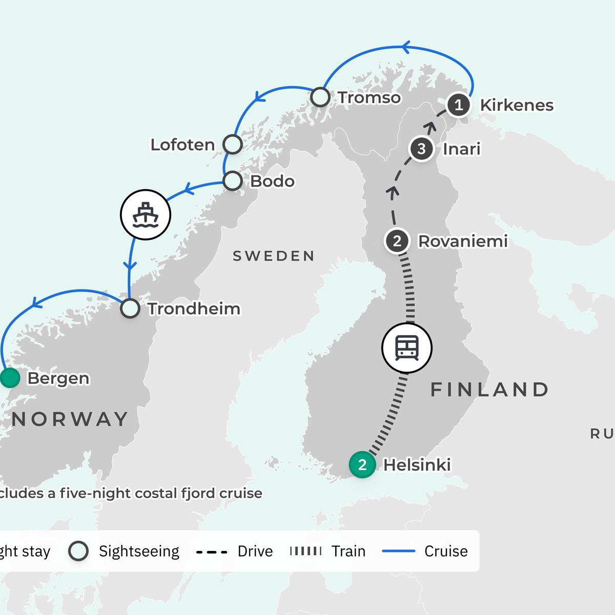 Deluxe 14-tägiges Winterabenteuer zu den Nordlichtern in Finnland und Norwegen 2028 mit einer Küsten- und Fjordkreuzfahrt von Havila Voyages von  3