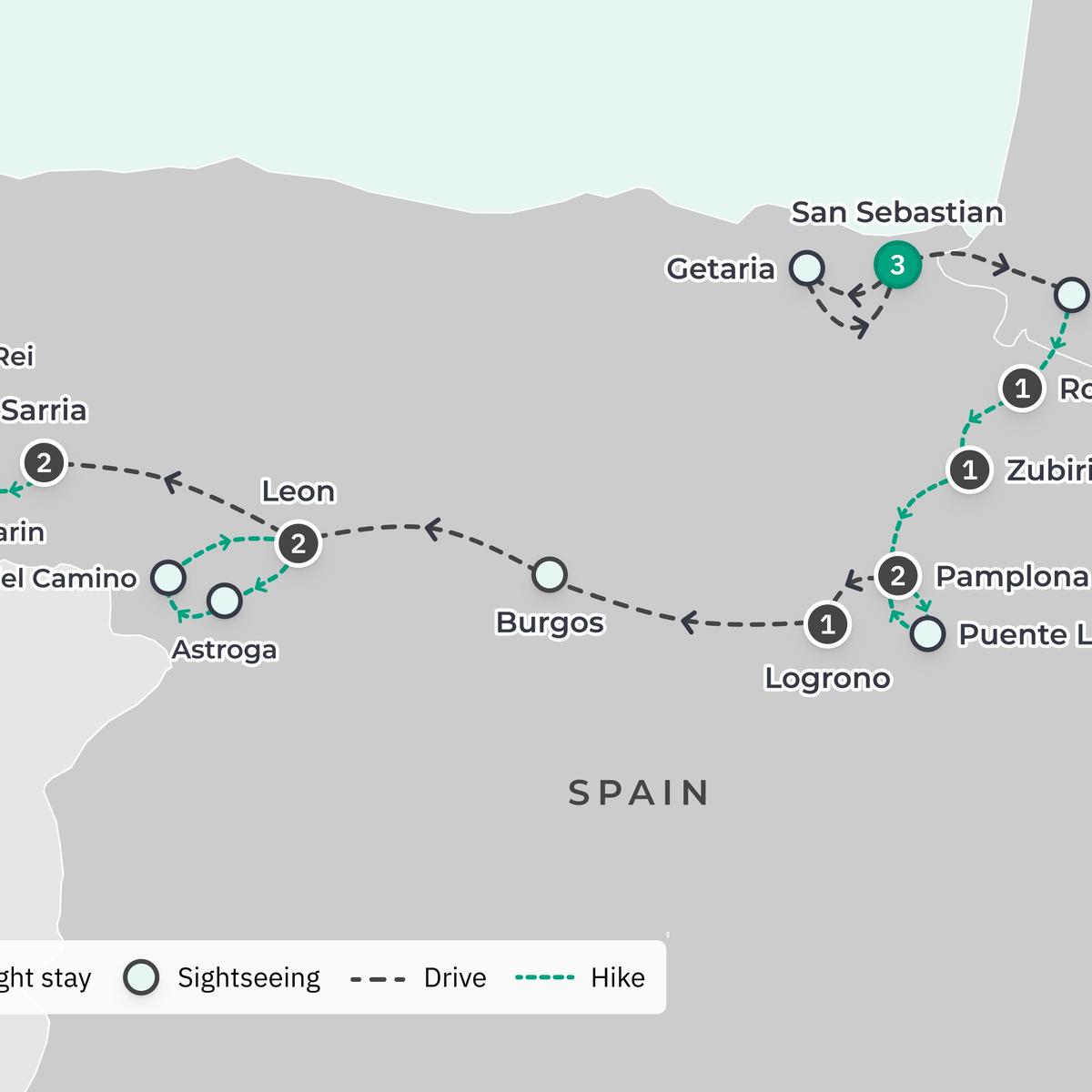 Deluxe 19-tägige Wanderreise auf dem Spanischen Jakobsweg mit San Sebastián, der Weinregion Rioja & Santiago von  3