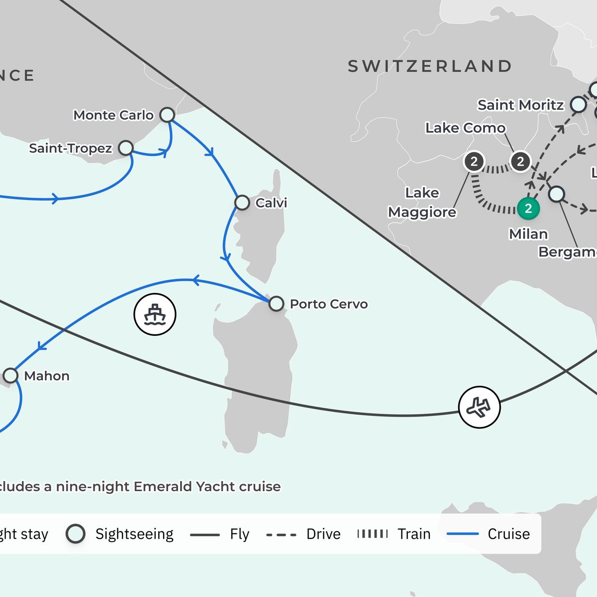 Limited Time Offer: 12-Day Northern Italian Lakes with Swiss Rail + 9-Night Emerald Luxury Yacht Mediterranean Cruise by  2