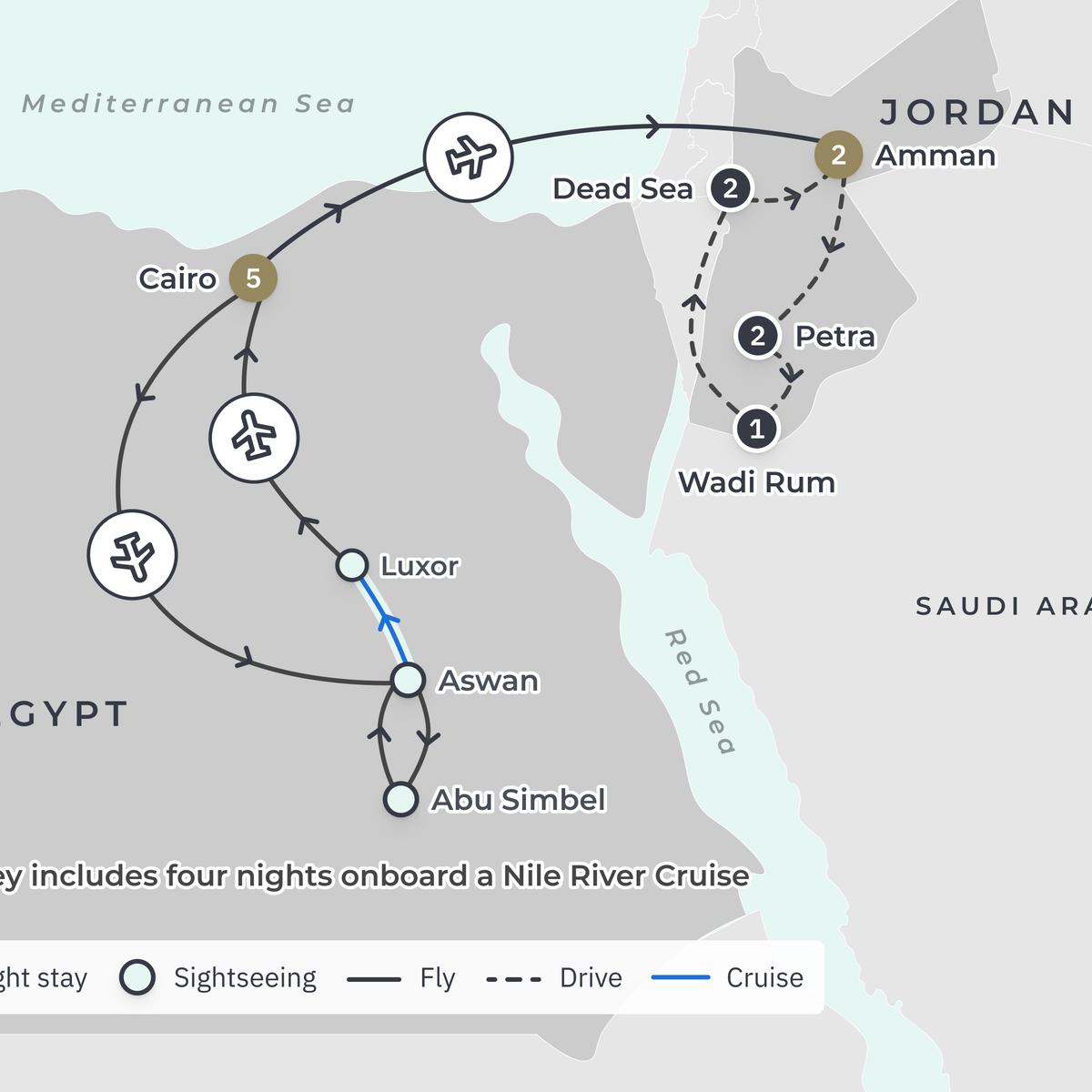 Ultra Lux 17-Day Egypt & Jordan Odyssey with Sanctuary Nile Cruise, Four Seasons & Waldorf Astoria Stays + Wadi Rum Glamping by  2