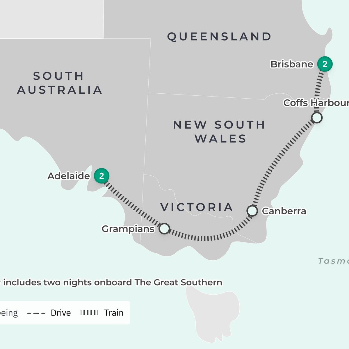 Limited Time Offer: 3-Day Great Southern Rail Journey from Adelaide to Brisbane with BONUS Cabin Upgrade + Penfolds Magill Estate Tour by  3