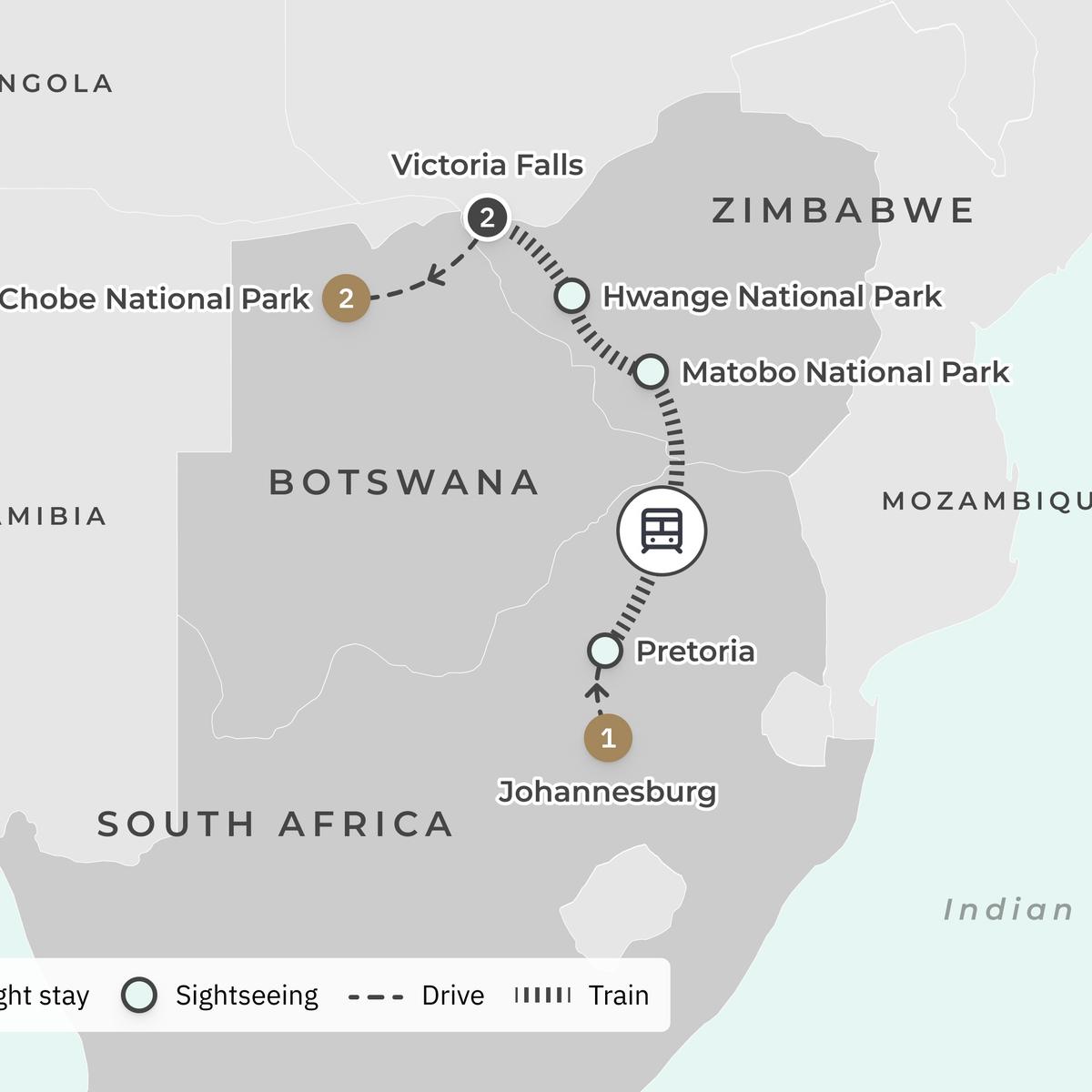 Ultra Lux 10-tägige Rovos-Rail-Reise durch Südafrika, Simbabwe und Botswana mit Chobe Game Lodge und Flusssafari von  3