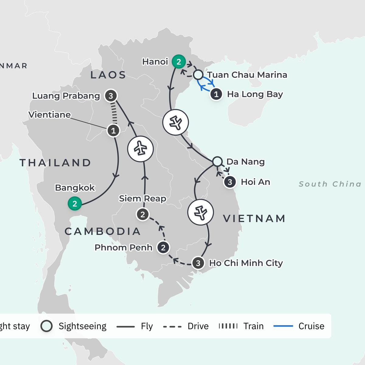 Deluxe 20-tägige Entdeckungsreise durch Vietnam, Kambodscha, Laos & Thailand 2027 mit Ha Long Bay, Siem Reap, Luang Prabang & Bangkok von  2