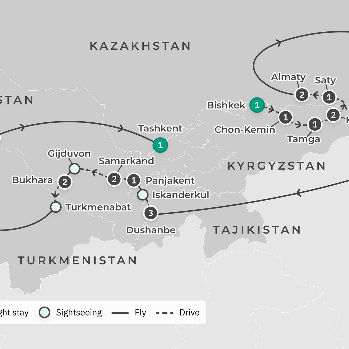 Deluxe 24-Day Five Stans & Silk Road Discovery with Kazakhstan, Uzbekistan & Kyrgyzstan by  3
