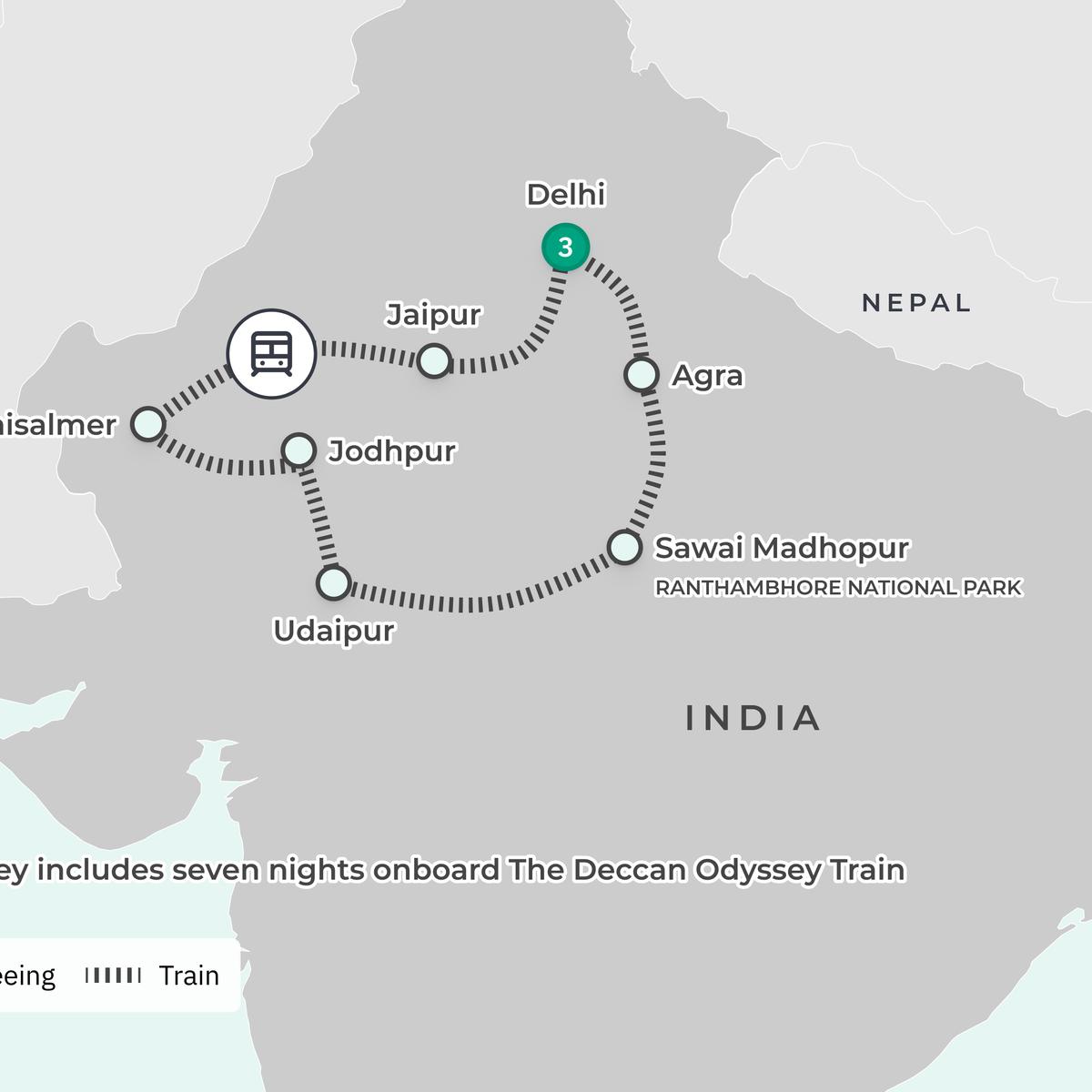 Premium 11-Day India Heritage Odyssey Rail Journey aboard Luxury Deccan Odyssey with Delhi, Agra & Udaipur by  3