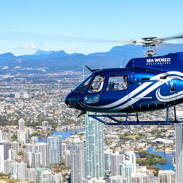 Gold Coast: Burleigh Heads & South Stradbroke Scenic Helicopter Flight Experience with Sea World Theme Park Pass Upgrade 1