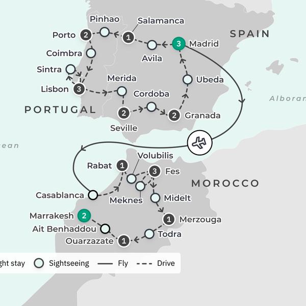 Deluxe 22-Day Spain, Portugal & Morocco Odyssey with Porto, Granada & Fes by  3