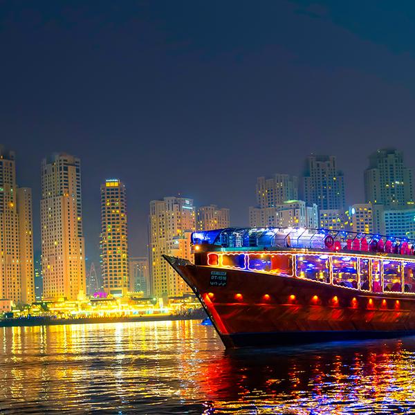 Dubai: Two-Hour Scenic Dubai Marina Evening Dhow Cruise with an International Buffet Dinner & Hotel Transfers 1