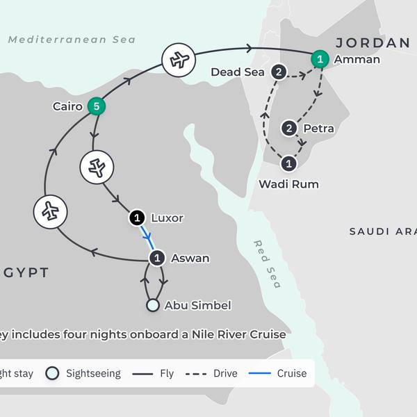 Premium 18-Day Egypt & Jordan Opulence 2027 with Abu Simbel, Petra & Wadi Rum Glamping by  2