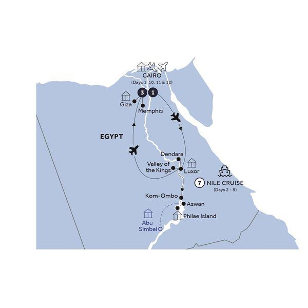 Splendors of Egypt - Classic Group, Summer route map