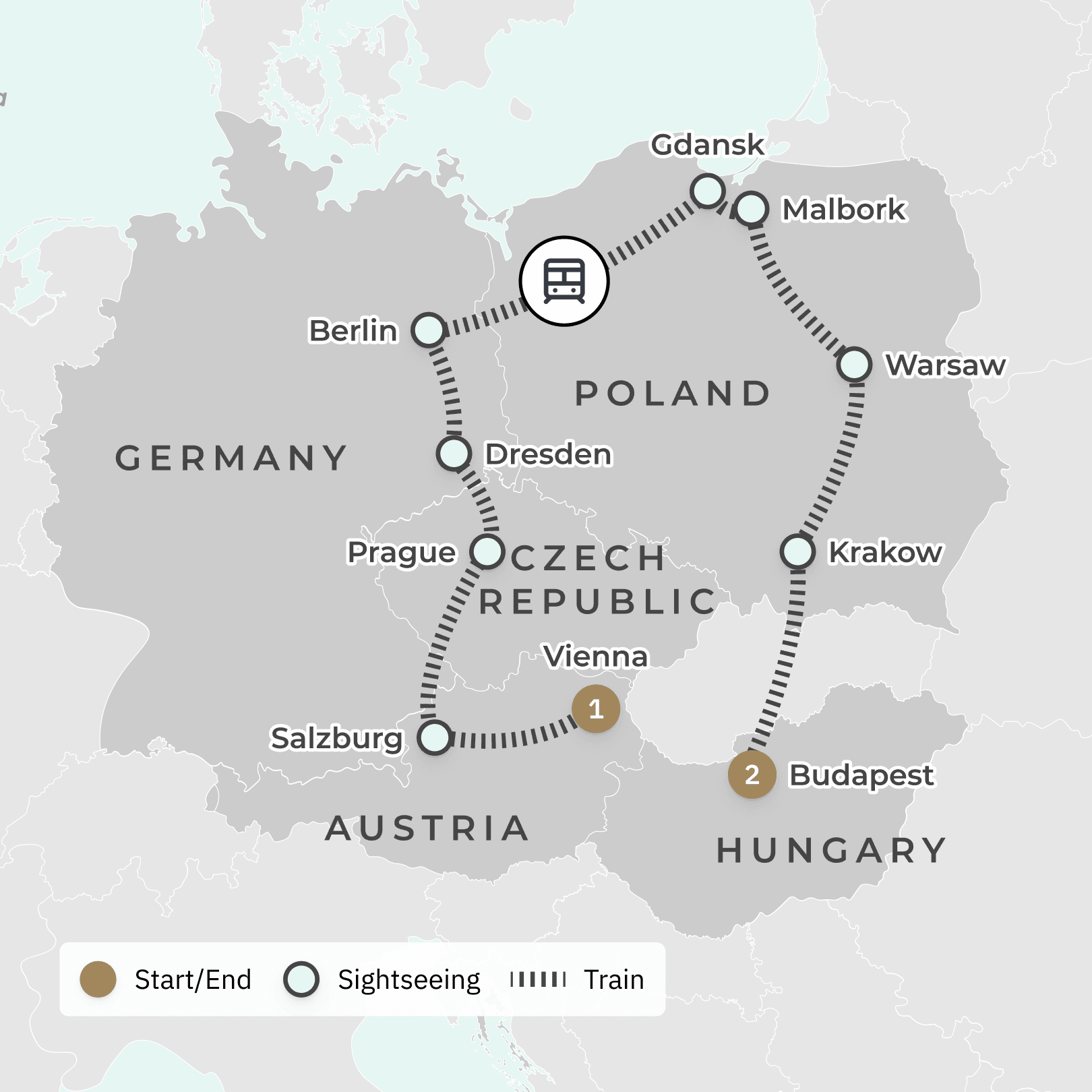 Eastern Europe 2025 Ultra Lux Golden Eagle Rail Journey with Private Concerts, Premium Dining & Exclusive Off-Train Experiences route map